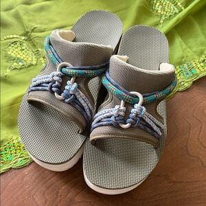 Stylish Gray and Blue Sandals